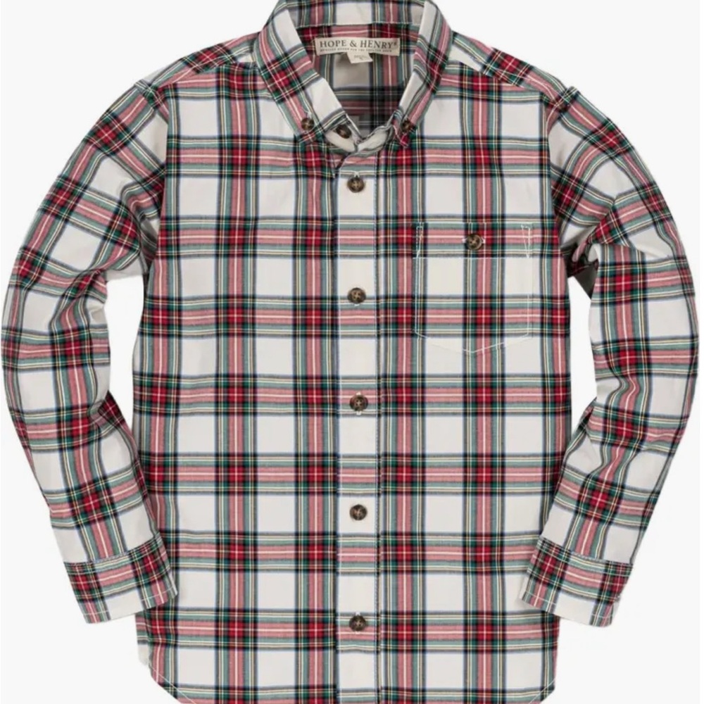 NWT Boy’s Hope & Henry Plaid Button-Up Shirt Holiday Plaid
